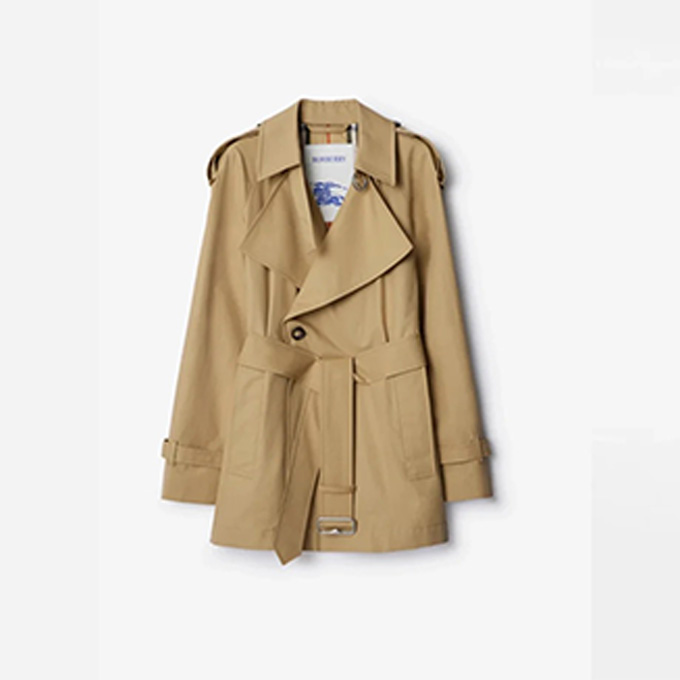 burberry asymmetrical lapel short gabardine trench coat
